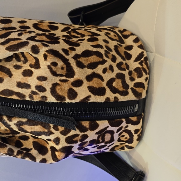 Aimee Kestenberg Calf Fur Black Animal leopard print backpack Leather Purse HOT - Picture 3 of 15